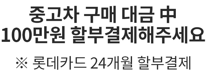 중고차 구매 대금 中 100만원 할부결제해주세요 롯데카드 24개월 할부결제